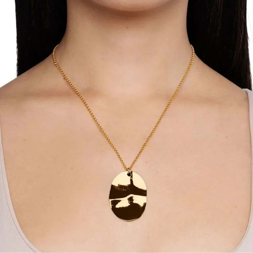 Gold Oval Pendant Necklace - 16” chain by Mayamar